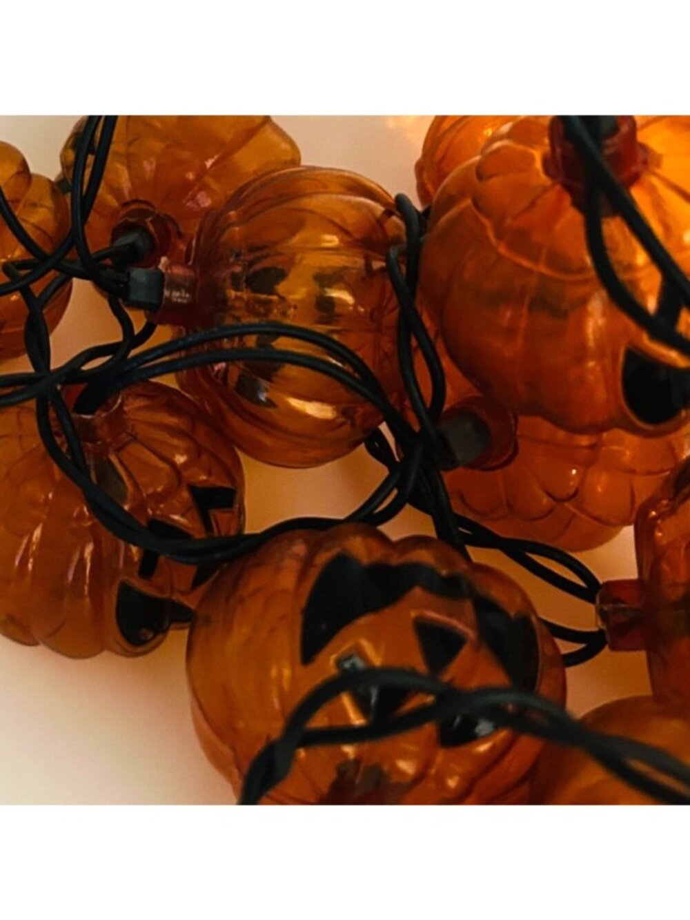 Halloween Pumpkin String Lights 6 Ft Clear Orange Plastic Jack O Lantern Decor - Picture 7 of 10